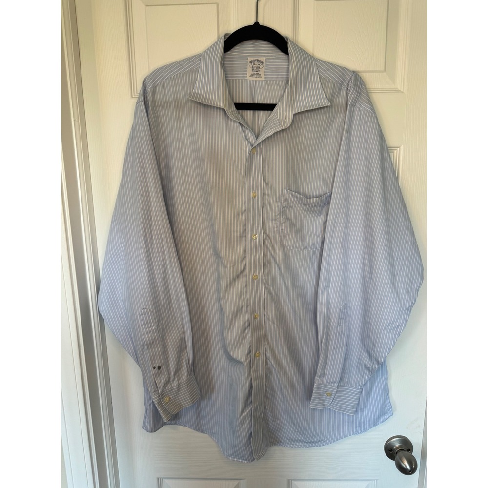 Brooks Brothers Mens 17.5 34 Classic Fit Non Iron Supima Cotton Striped Shirt